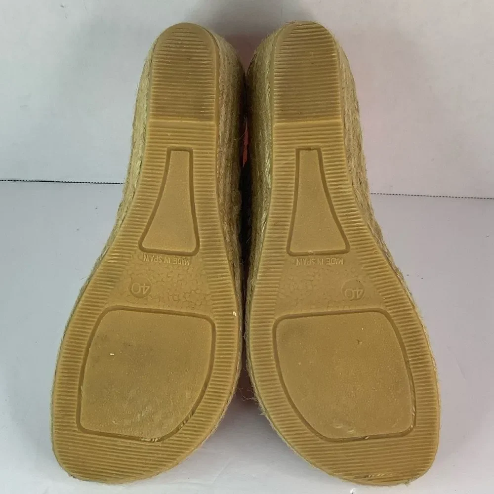 Andre Assous Snake Print Leather Wedge Espadrilles Summer Tan Sandal Sz US 9.5